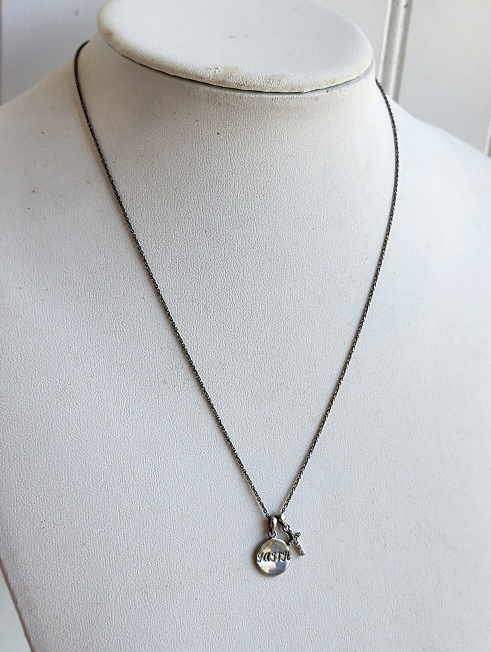 KAY JEWELERS JWBR 925 STERLING SILVER CROSS FAITH PENDANT NECKLACE DO Signed